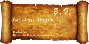 Balkányi Ibolya névjegykártya